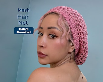 Crochet Hair Net Pattern, Mesh Skull Cap Snood PDF