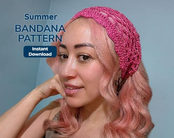 Crochet Bandana Pattern, Mesh Head Scarf PDF | Beginner-Friendly Download