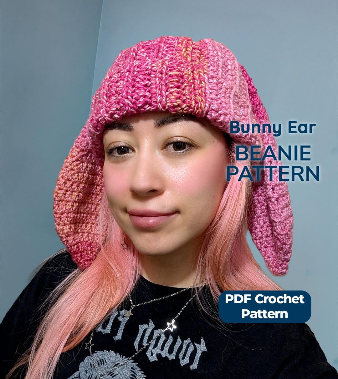 Bunny Ear Hat Crochet Pattern, Animal Ear Beanie, Cute Kawaii Hat ...
