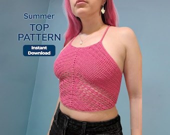 Haakpatroon voor een top, haltertopje (crop top) voor de zomer (PDF).