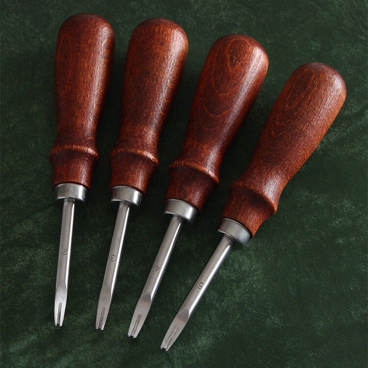 Leather Edge Beveler Skiving Tool Leather Craft Keen Edge Skiver Cutting Tools Set of 4 Including 0.8mm,1.0mm,1.2mm and 1.5mm