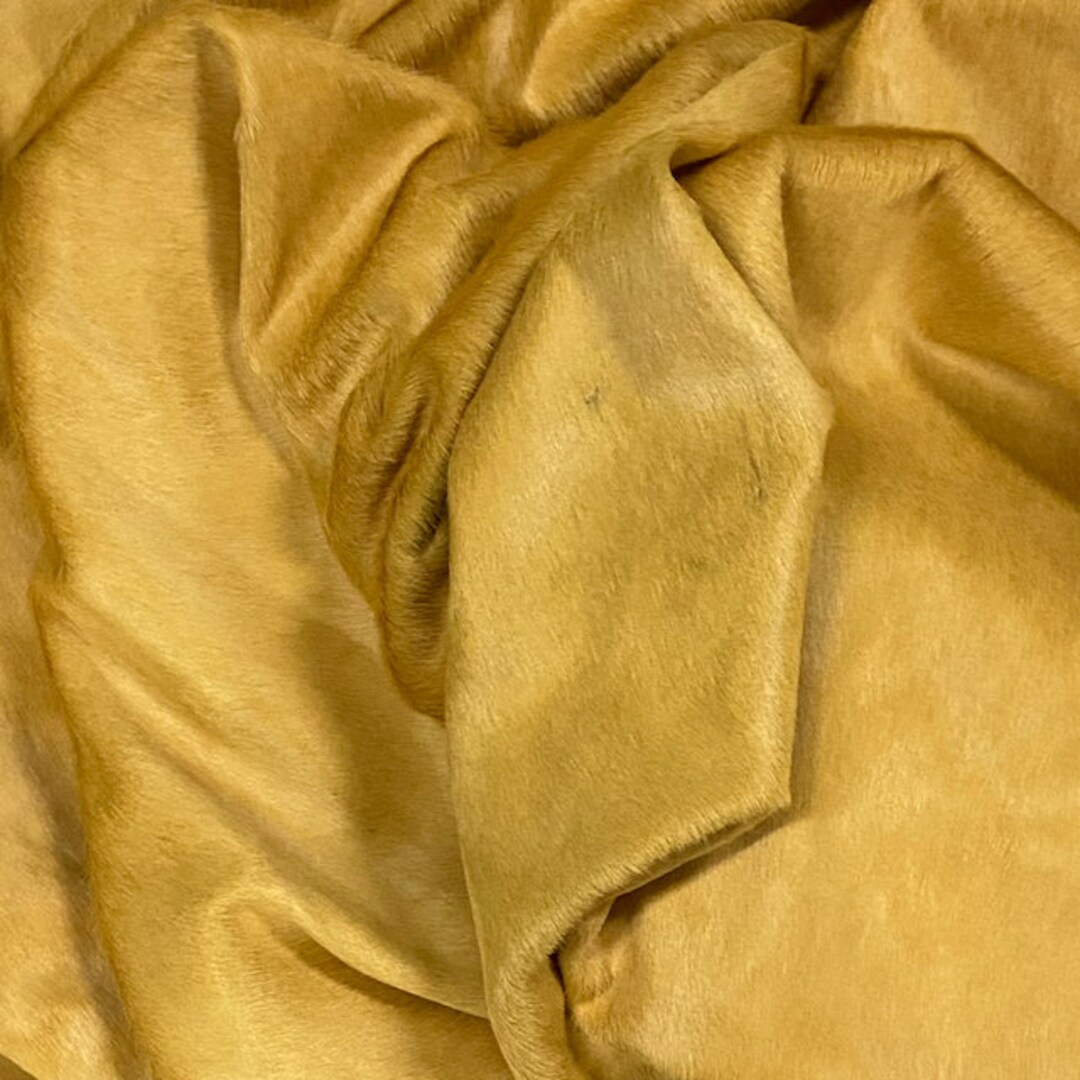 Mustard Yellow Hair on Cowhide Leather Pre Cut Leather Etsy