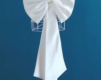 Satin Bow Detachable, Removable Satin Bow, Wedding Dress Bow, Ivory Satin Bow, White Satin Bow, Ivory Bow, Satin Bow
