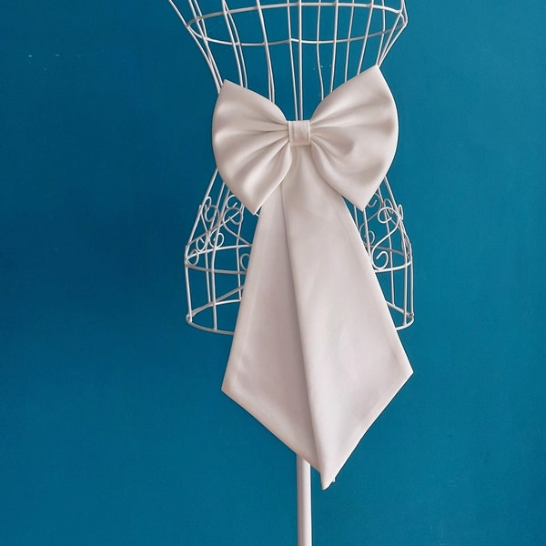 Mini size satin bow detachable, Removable satin bow, Wedding dress bow, Ivory bow, White bow, Bespoke/Made to order