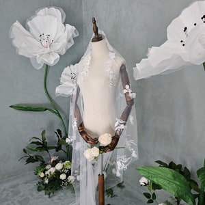 Lace & Pearl Veil, Mantilla Veil, Pearl Veil, Lace Veil, 1 Tier Lace Veil, Bespoke Veil, Wedding Veil, Ivory veil, cathedral veil
