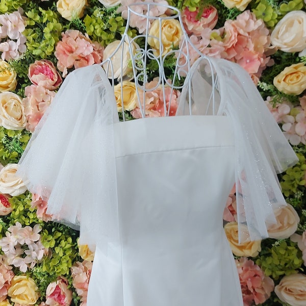 Flutter Sleeves, Detachable Wedding Dress Straps, Detachable Bridal Straps, Ivory Detachable Sleeves, Sleeves