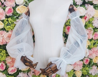 Full Length Puff Bridal Sleeves Removable, Detachable Wedding Dress Straps, Detachable Bridal Straps, Off shoulders,