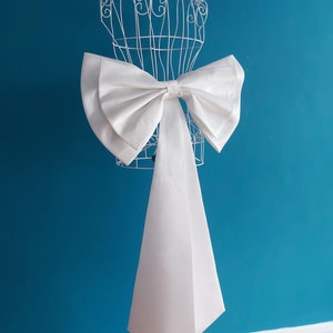 2 Layer Big Detachable satin bow with tails, Removable satin bow, Wedding dress bow, Big Ivory bow, 2 tier Big Satin Bow