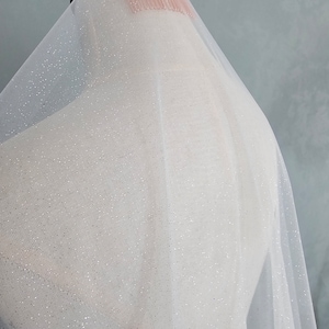 Fine Glitter Veil, barely there sparkle veil, silver shimmer veil