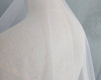 Fine Glitter Veil, barely there sparkle veil, silver shimmer veil