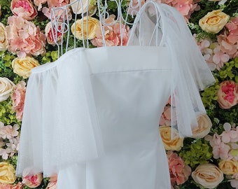 Flutter Sleeves, Detachable Wedding Dress Straps, Detachable Bridal Straps, Ivory Detachable Sleeves, Sleeves