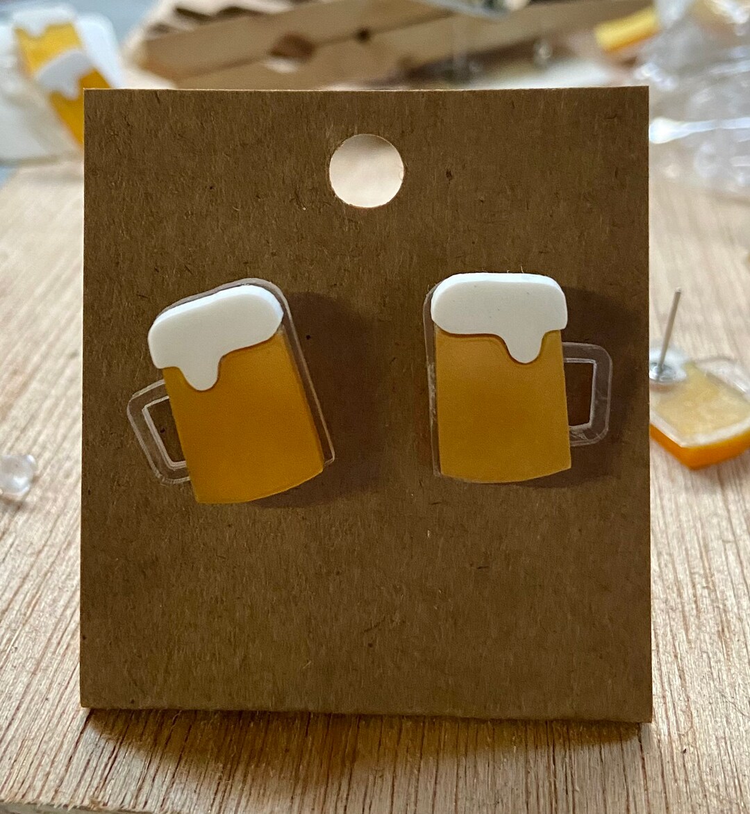 Beer Mug Earrings BEERINGS Beer Stein Earrings Etsy