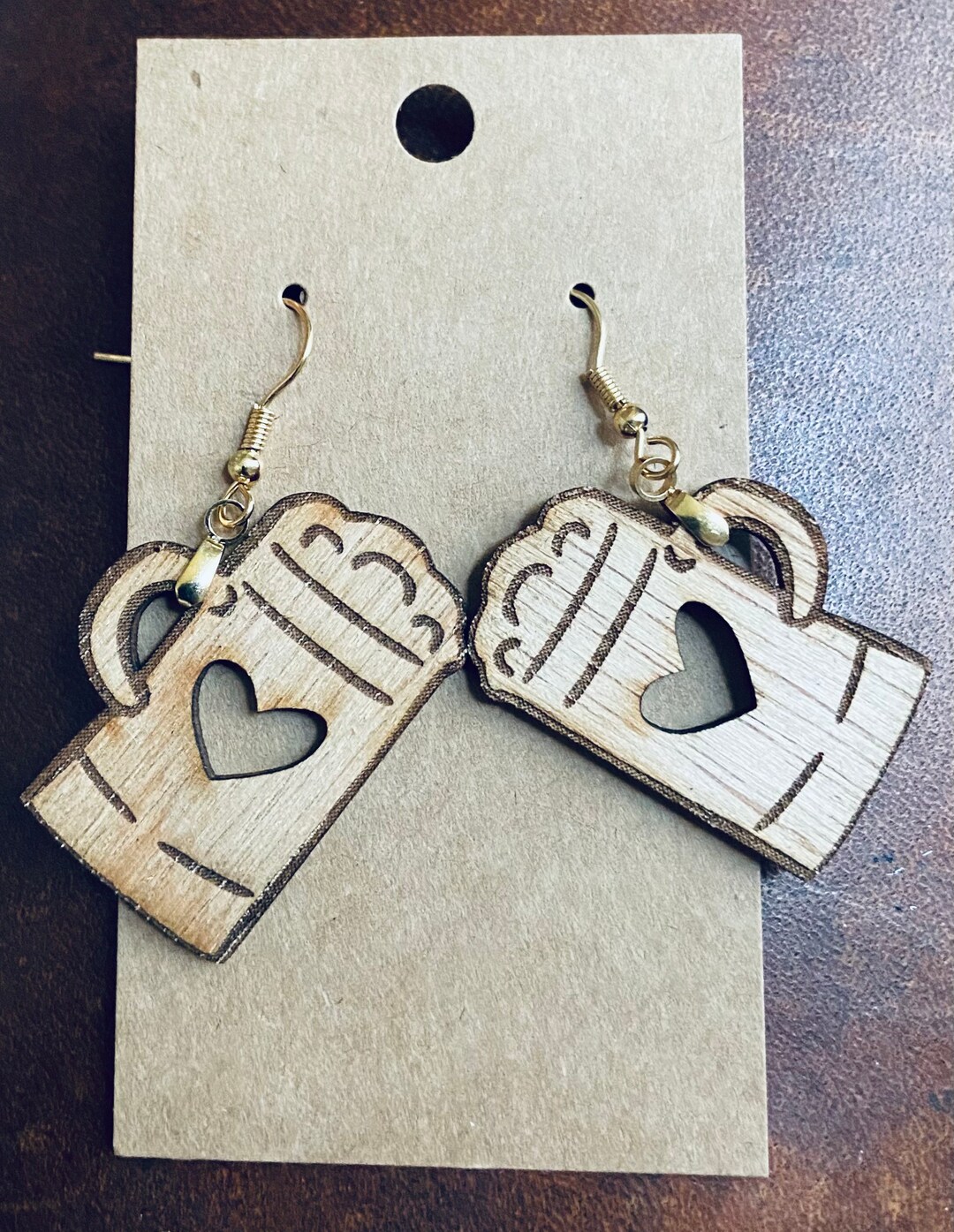 Heart Beer Mug German Beer Stein Earrings Beeringz Wood Beer Etsy