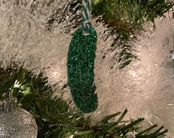 Christmas Pickle Ornament | Glitter Pickle Tree Ornament | German Christmas Pickle Holiday Tradition