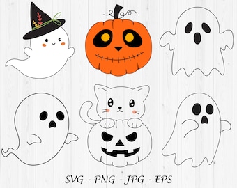 Bundle Svg Halloween, vecteur Halloween, mignon Halloween Svg, Clipart Halloween, citrouille, fantôme et chat, HappyHalloween Cricut, silhouette