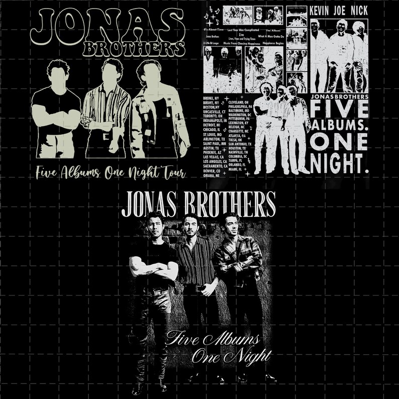 26 Archivos Vintage Jonas Brothers PNG, Jonas Five Albums One Night Tour PNG, Jonas Brothers 2023 Tour PNG imagen 2