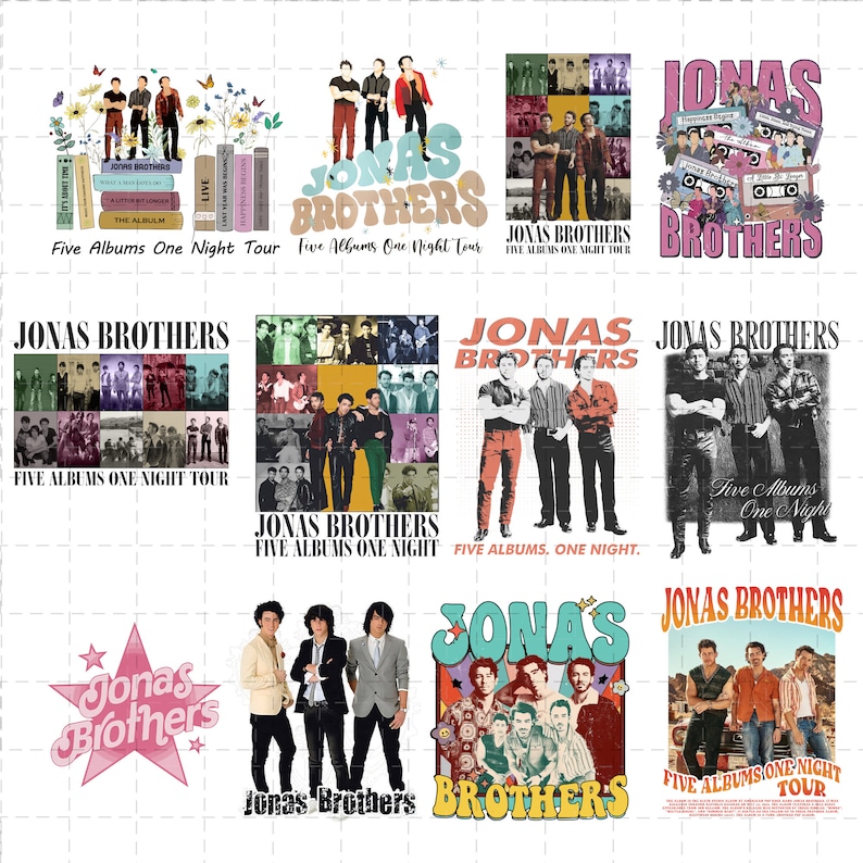 26 Archivos Vintage Jonas Brothers PNG, Jonas Five Albums One Night Tour PNG, Jonas Brothers 2023 Tour PNG imagen 1