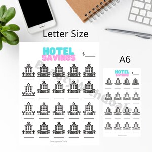 Hotel Saving challenge- Vacation savings challenge-PNG instant download-cash envelope-budgeting savings tracker-Adult coloring sheets