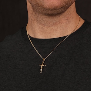 Handmade 18K Gold Crucifix Necklace | Exquisite Pendant on 18k or 316L Stainless Chain | Hypoallergenic, Water-Resistant & Lifetime Warranty