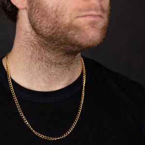Garantie à vie Chaîne à maillons cubains 18 carats pour homme Collier en acier inoxydable pour homme de 3 mm chaîne en or hip hop gourmette chaîne en argent cadeau petit ami