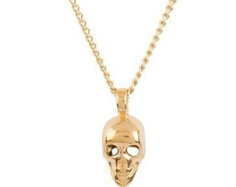 Collar con colgante de calavera chapado en oro de 18 quilates: acero inoxidable hipoalergénico