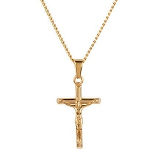 18k Gold or Silver Crucifix Necklace Cross Men Gold Cross Pendant Christian Jewelry Boyfriend Gift Girlfriend Gift Lifetime Warranty!