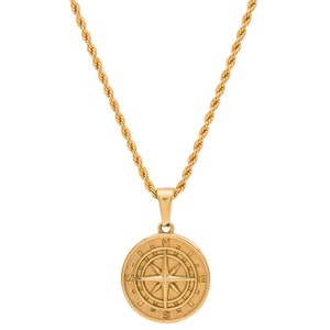 Lebenslange Garantie 18k Gold Kompass Nordstern Anhänger Kette Herren Kompass Halskette Gold Anker Für Männer Freund Geschenk Freundin Geschenk