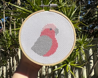 Pink and Grey Galah – Printable Quick Cross Stitch Pattern – Colourful X-Stitch Chart – Instant Downloadable PDF