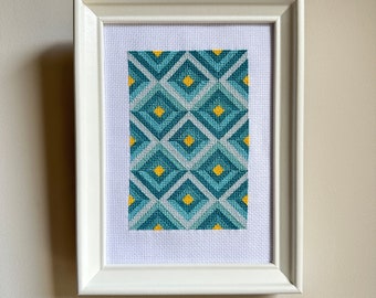 Teal Diamonds – Digital Cross Stitch Pattern – Instant Downloadable PDF
