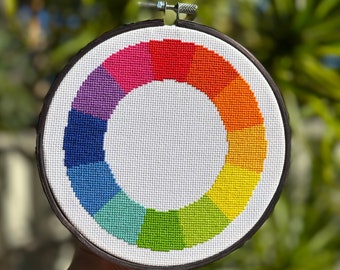 Colour Wheel – Graphic Design – Printable Quick Cross Stitch Pattern – Colourful X-Stitch Chart – Instant Downloadable PDF