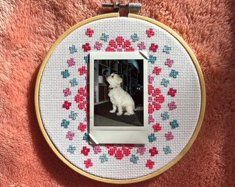 Spring Flowers Fujifilm Instax Mini Frame – Digital Cross Stitch Pattern – Instant Downloadable PDF