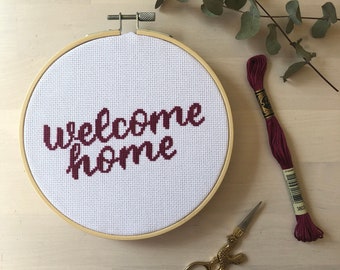Welcome Home – Printable Cross Stitch Pattern – Instant Downloadable PDF