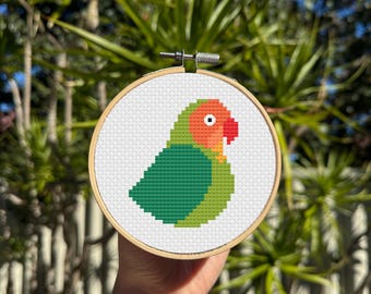 Lovebirds – Printable Quick Cross Stitch Pattern – Colourful X-Stitch Chart – Instant Downloadable PDF