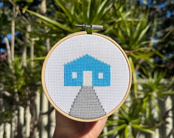 Blue Boat Shed – Printable Quick Cross Stitch Pattern – Colourful X-Stitch Chart – Instant Downloadable PDF