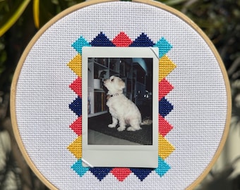 Geometric Fujifilm Instax Mini Frame – Digital Cross Stitch Pattern – Instant Downloadable PDF