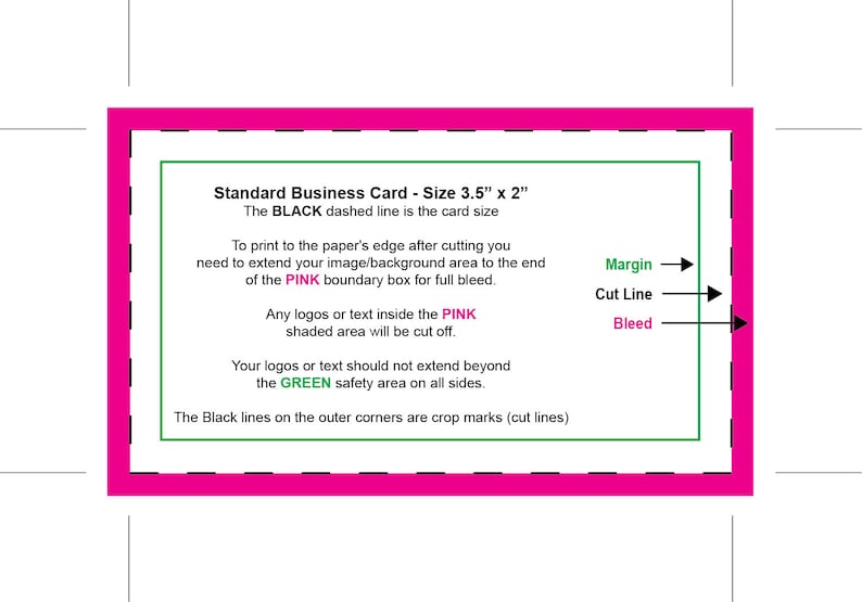 Business Card Template crop marks bleeds pre press print Etsy Business Card Template crop marks bleeds pre press print Etsy
