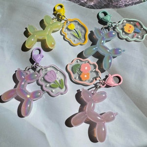 Balloon Dog Keychain | Balloon Animal | Animal Party Favor | Dog Keychain | Handbag Bag Decoration | Pearl Chain | AirPods Case Keyring
