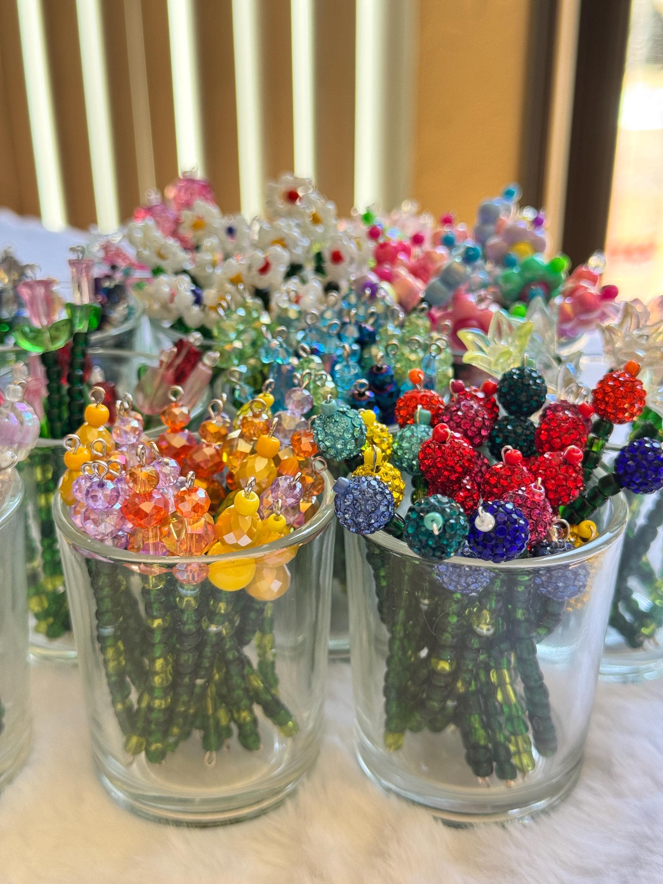Mystery “Single” Beaded Flower. Handmade Bead Flower Stem. Random Colors, Cute Gift, Home Decor, No Vase Included (one single flower stem)