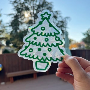 Charismas Suncatcher Sticker |  Window Decal | Rainbow Maker | Vinyl Waterproof |  Decor Holographic Christmas decoration rainbow stickers