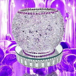 Jarrón de vidrio morado triturado: Decoración glamurosa para el hogar imagen 7
