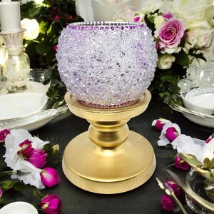 Jarrón de vidrio morado triturado: Decoración glamurosa para el hogar imagen 3
