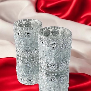 Votive Candle Holder Set | Crushed Diamond Candle Holder | Bling Candle Holders