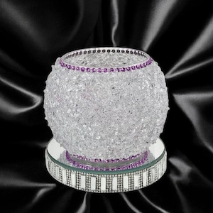 Purple Glass Vase | Purple Crushed Diamond Bling Decor Vase | Purple Luxury Vase