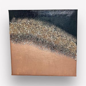 Rose Gold and Black Crushed Glass Art | Glam Wall Art | Bling Wall Decor