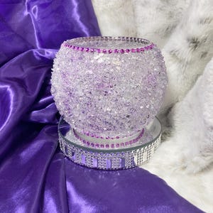 Jarrón de vidrio morado triturado: Decoración glamurosa para el hogar imagen 2