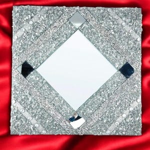 Silver Crushed Diamond Wall Art | Modern Wall Decor | Mirror Wall Art| Silver Crushed Glass Art