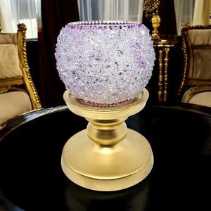 Jarrón de vidrio morado triturado: Decoración glamurosa para el hogar imagen 8