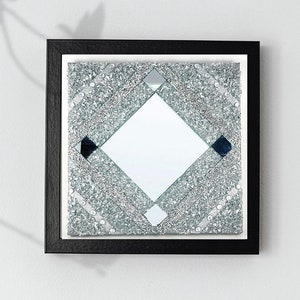 Silver Crushed Diamond Wall Art | Modern Wall Decor | Mirror Wall Art| Silver Crushed Glass Art