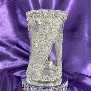 Silver Crushed Diamond & Rhinestone Vase