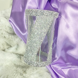 Silver Crushed Diamond & Rhinestone Vase